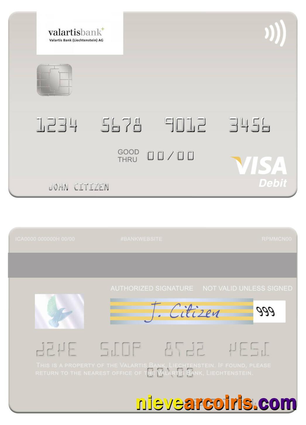 Liechtenstein Valartis Bank visa debit card